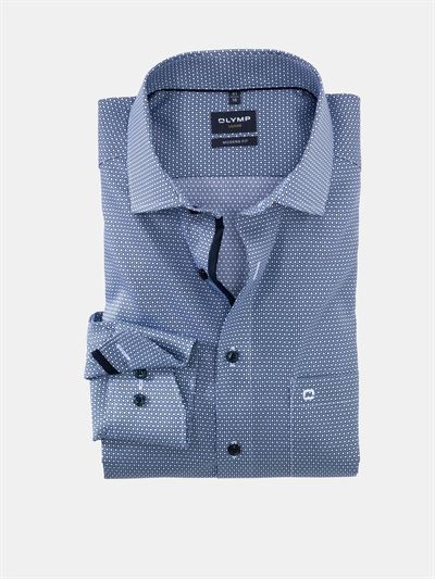 Olymp print skjorte blå ekstra ærmelængde 69 cm. Modern Fit 1280 29 11